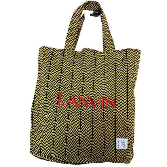 Lanvin X future Curb Cotton Tote Bag, Yellow and Black - Picture 8 of 15